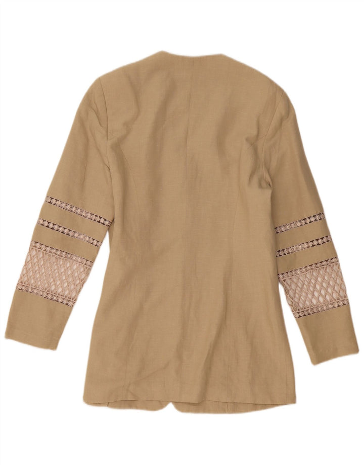 Gil Bret Dame 3 Button Blazer Jacket UK 12 Medium Beige Linen