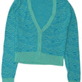 Zara Dame Cardigan Sweater UK 10 Small Blue Geometric Viscose