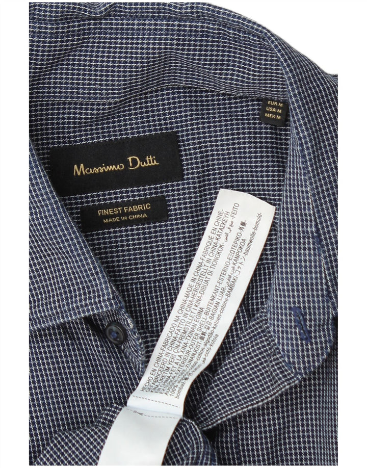 Massimo Dutti herreskjorte medium marineblå ternet bomuld
