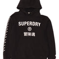 Superdry Grafisk hættetrøje til mænd, stor sort bomuld