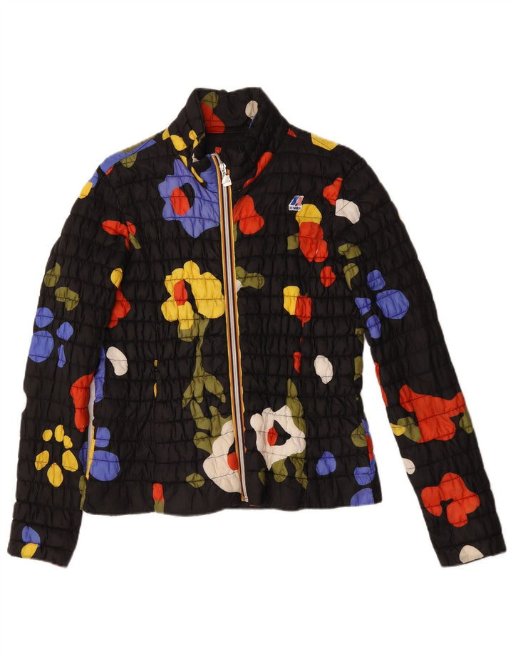 K-Way Quiltet jakke til kvinder UK 14 Large Black Floral