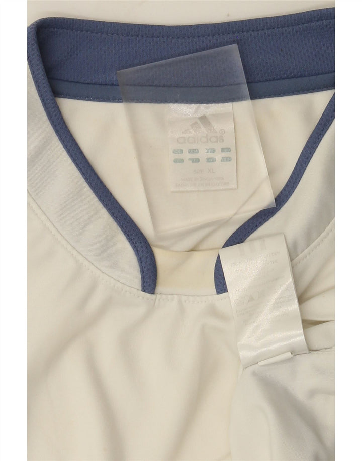 Adidas Herre T-Shirt Top XL Hvid Colourblock Polyester