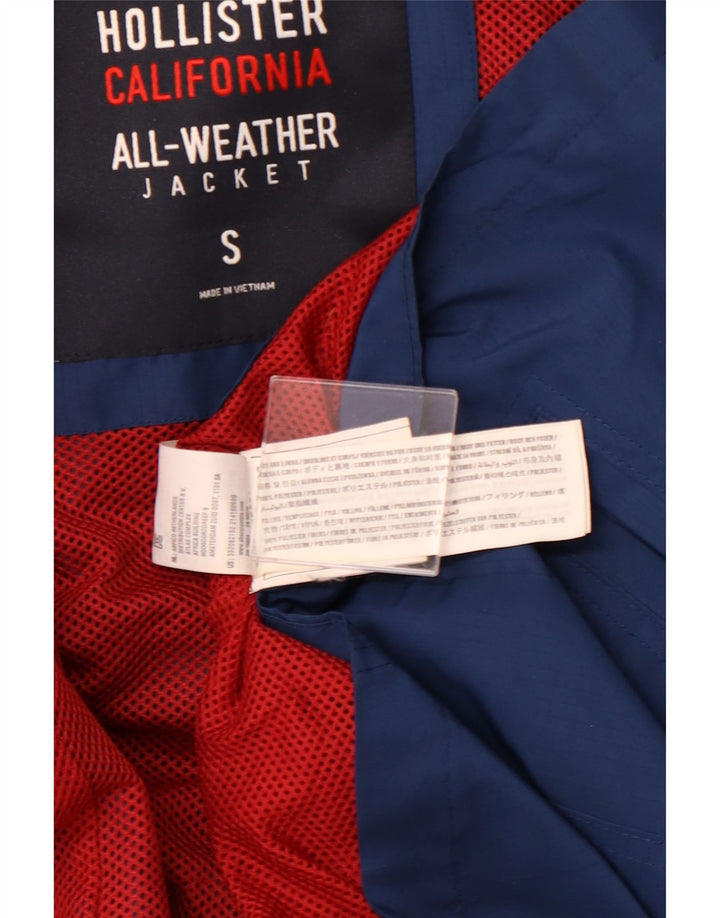 HOLLISTER Herre Hættevindjakke UK 36 Small Navy Blue Polyester