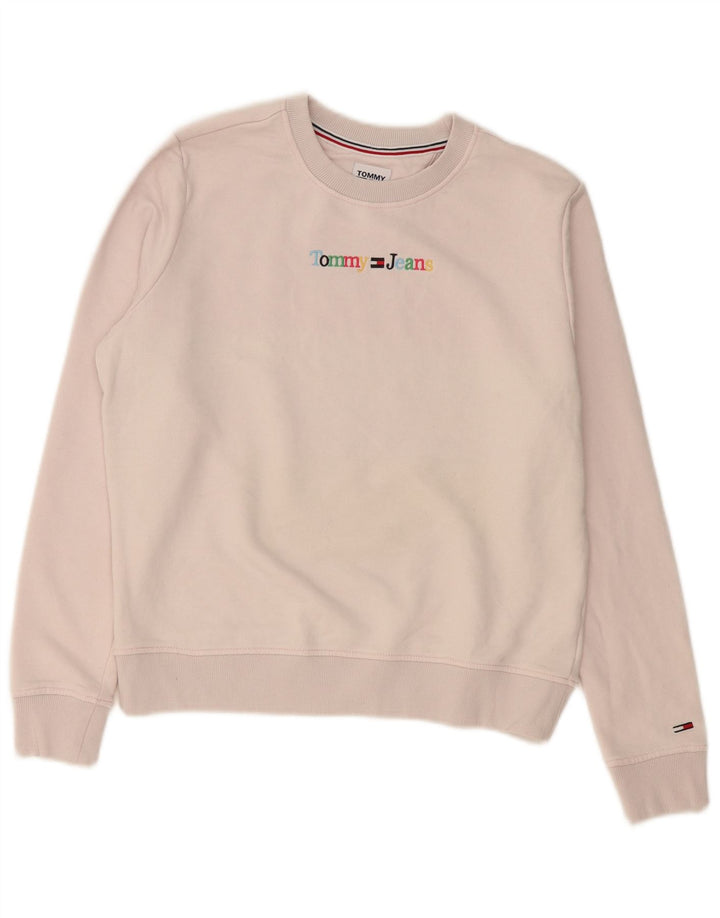 Tommy Hilfiger Dame Grafisk Oversized Sweatshirt Jumper UK 10 Small Pink