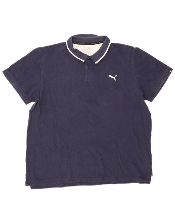 Puma herre poloshirt XL marineblå stribet bomuld