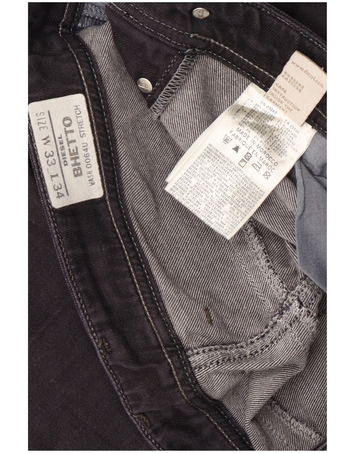 Diesel Herre Bhetto Stretch Straight Jeans W33 L34 Sort Bomuld