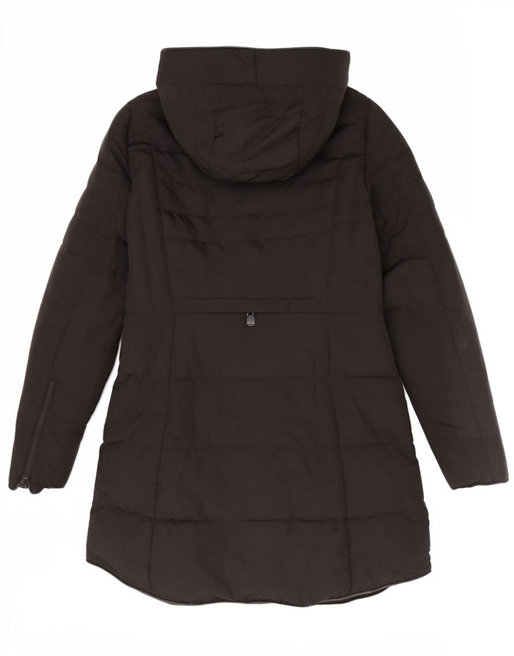 Zara Dame Hætte Polstret Frakke UK 14 Medium Sort