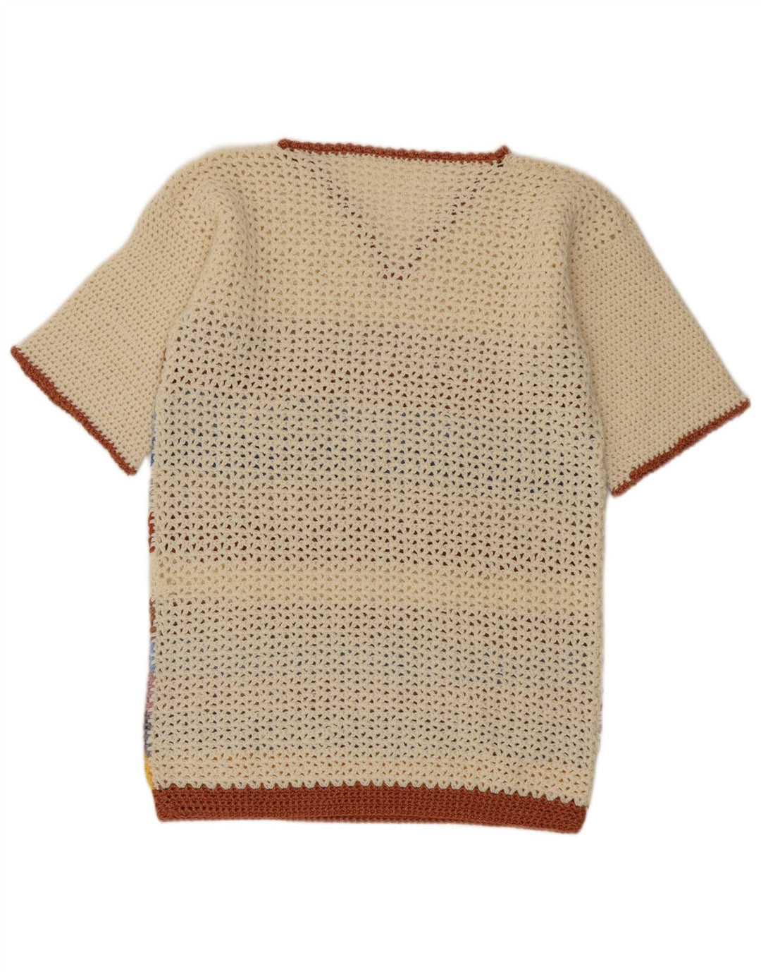 Vintage Dame V-hals Jumper Sweater UK 14 Medium Flerfarvet Stribet