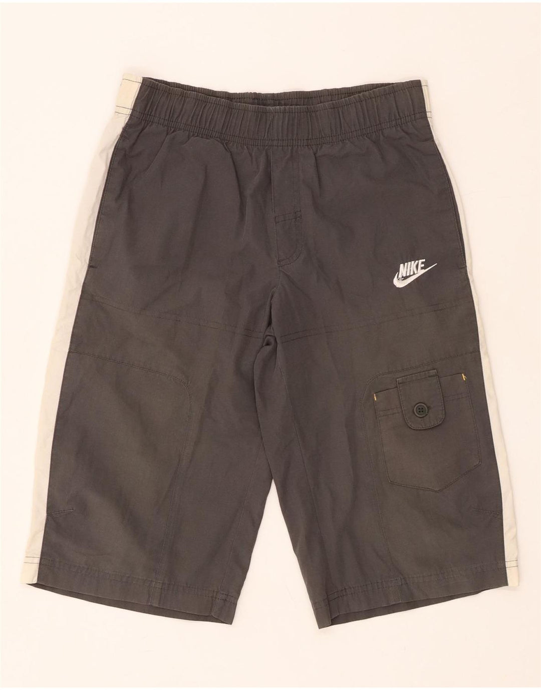NIKE Boys Graphic Cargo Bermuda Shorts 10-11 Years Medium Grey Colourblock