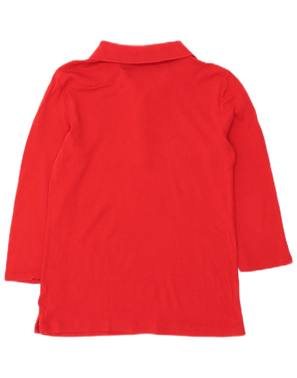 Ralph Lauren Dame 3/4-ærmet poloshirt UK 12 Medium Rød Bomuld