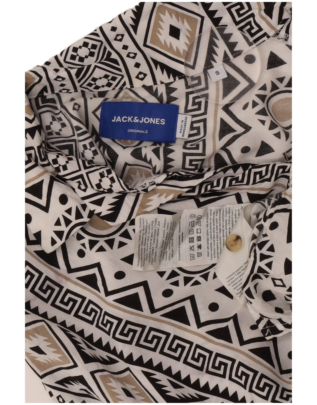 Jack & Jones kortærmet herreskjorte Lille hvid geometrisk viskose
