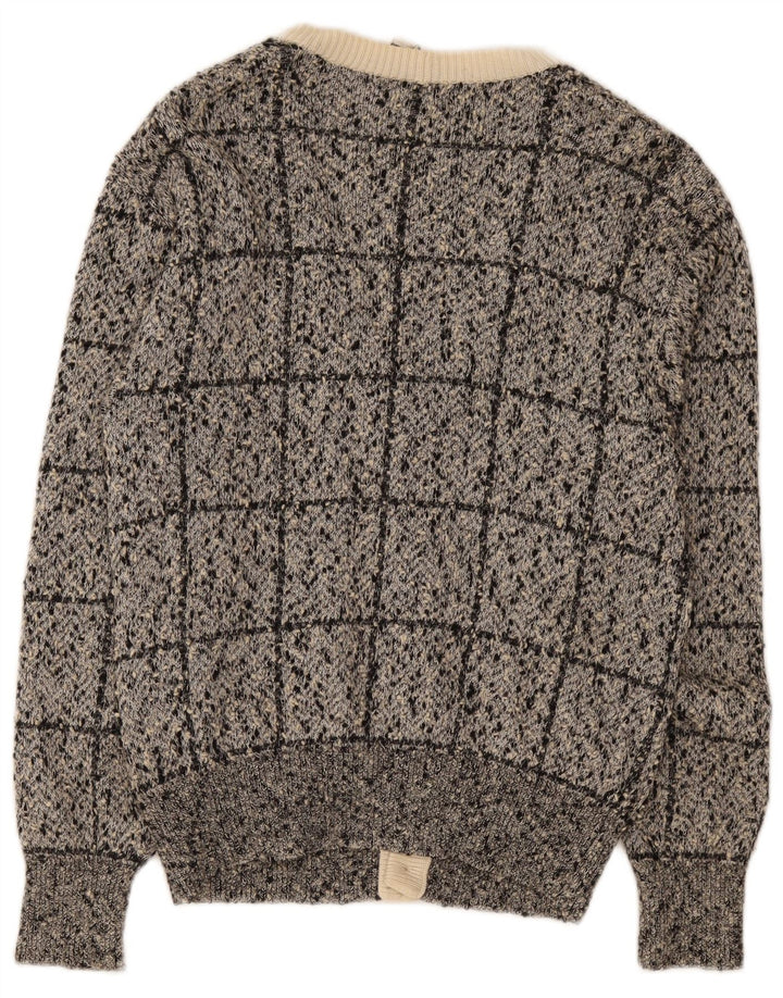 Valentino herre cardigan sweater lille grå ternet bomuld