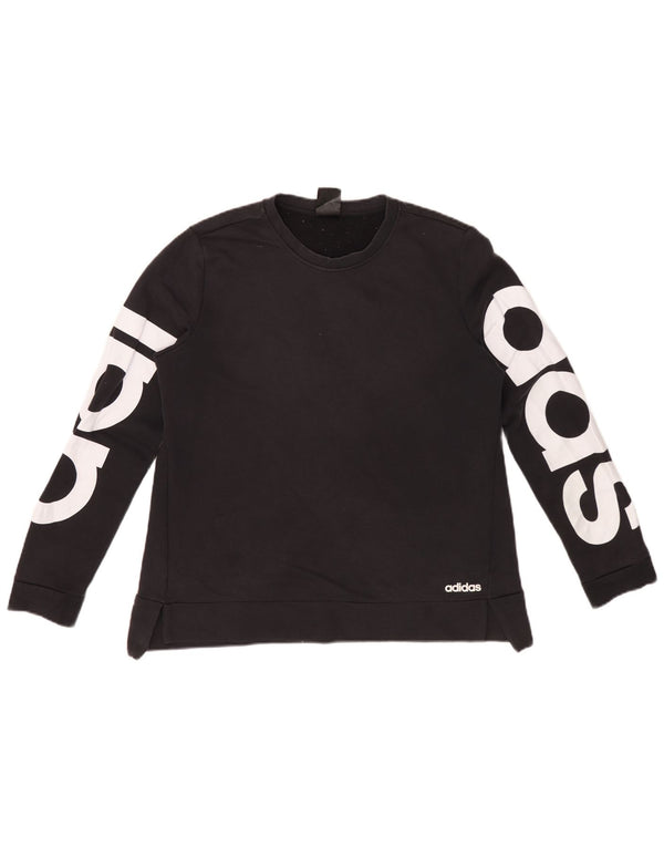 Adidas Dame Climalite Graphic Sweatshirt Jumper IT 44 Medium Sort Bomuld