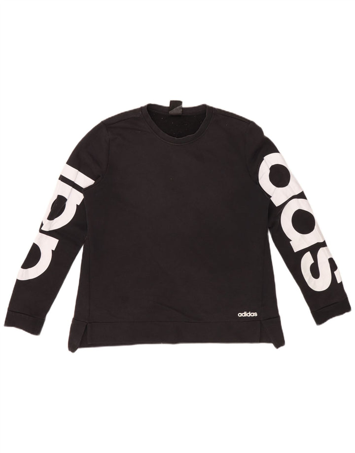 Adidas Dame Climalite Graphic Sweatshirt Jumper IT 44 Medium Sort Bomuld