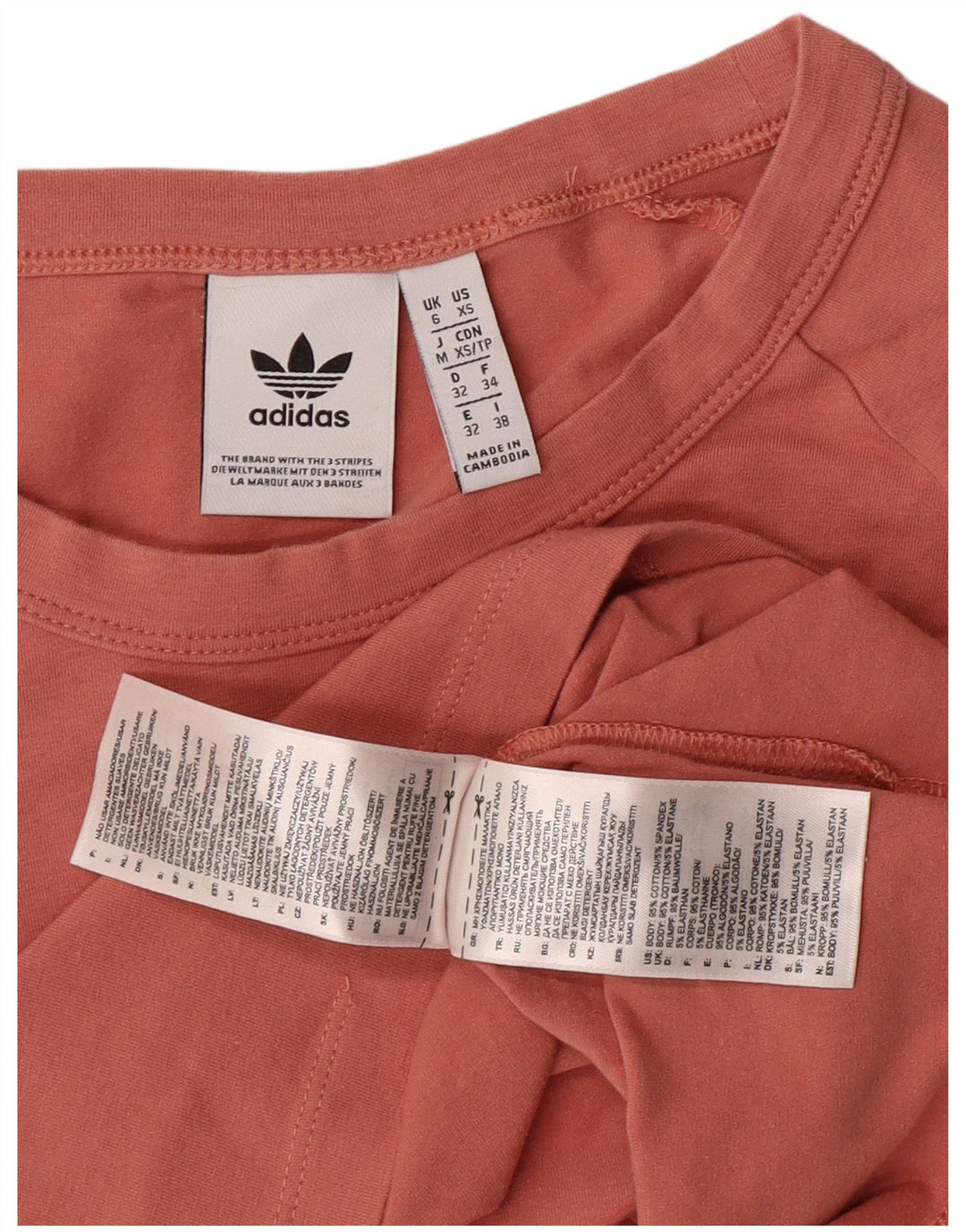 ADIDAS Dame Crop Grafisk Top Langærmet UK 6 XS Pink Bomuld