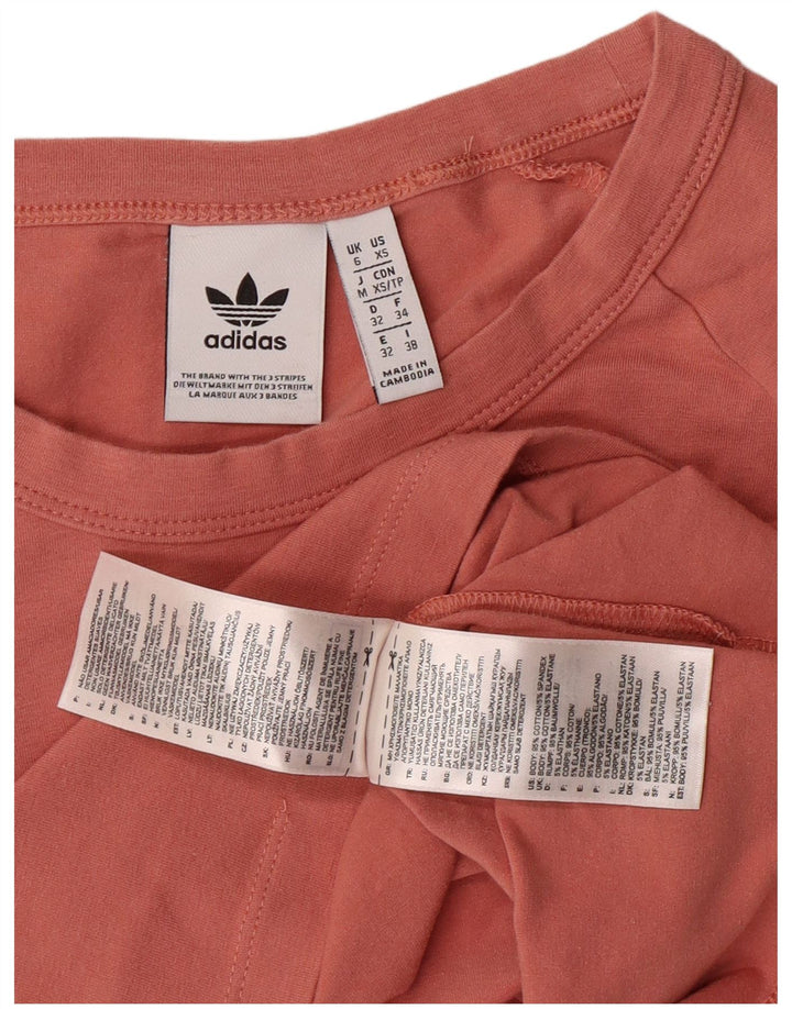 ADIDAS Dame Crop Grafisk Top Langærmet UK 6 XS Pink Bomuld