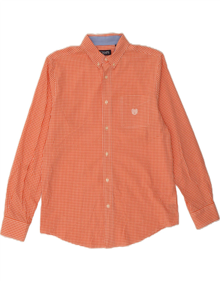 CHAPS Mens Custom Fit Shirt Large Orange Gingham Cotton Vintage Chaps and Second-Hand Chaps from Messina Hembry 