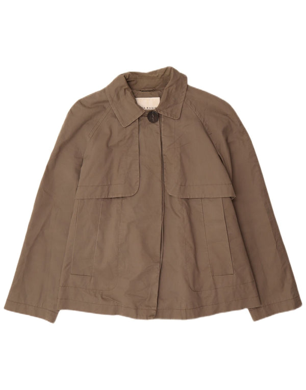 Zara Kvinder Kort Trench Coat UK 18 XL Grå Bomuld