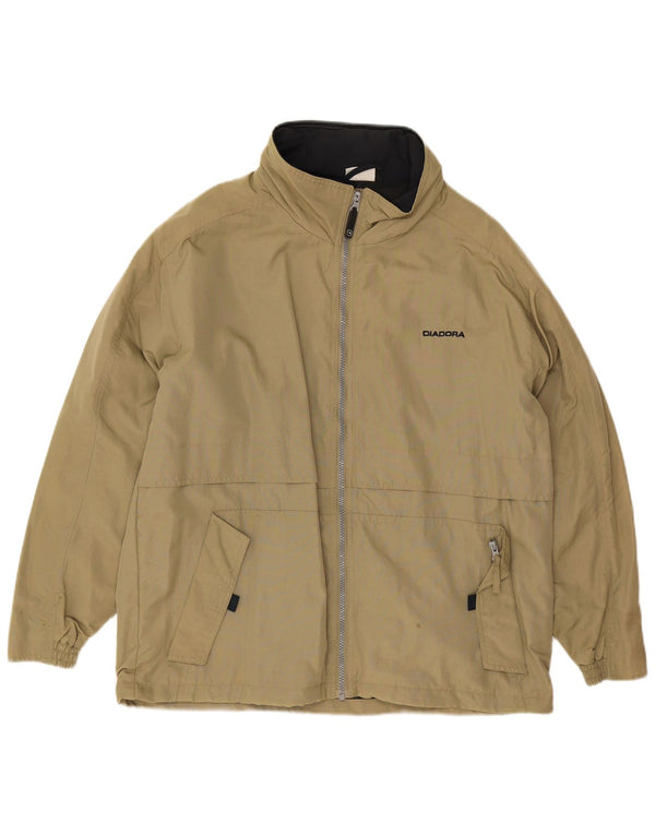 Diadora Herre Hætte Loose Fit regnjakke UK 36 Small Khaki Polyamid