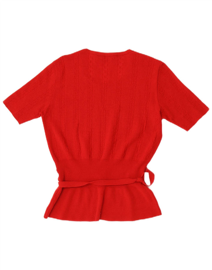 Lebole Dame Kortærmet Jumper Sweater UK 14 Medium Rød Uld