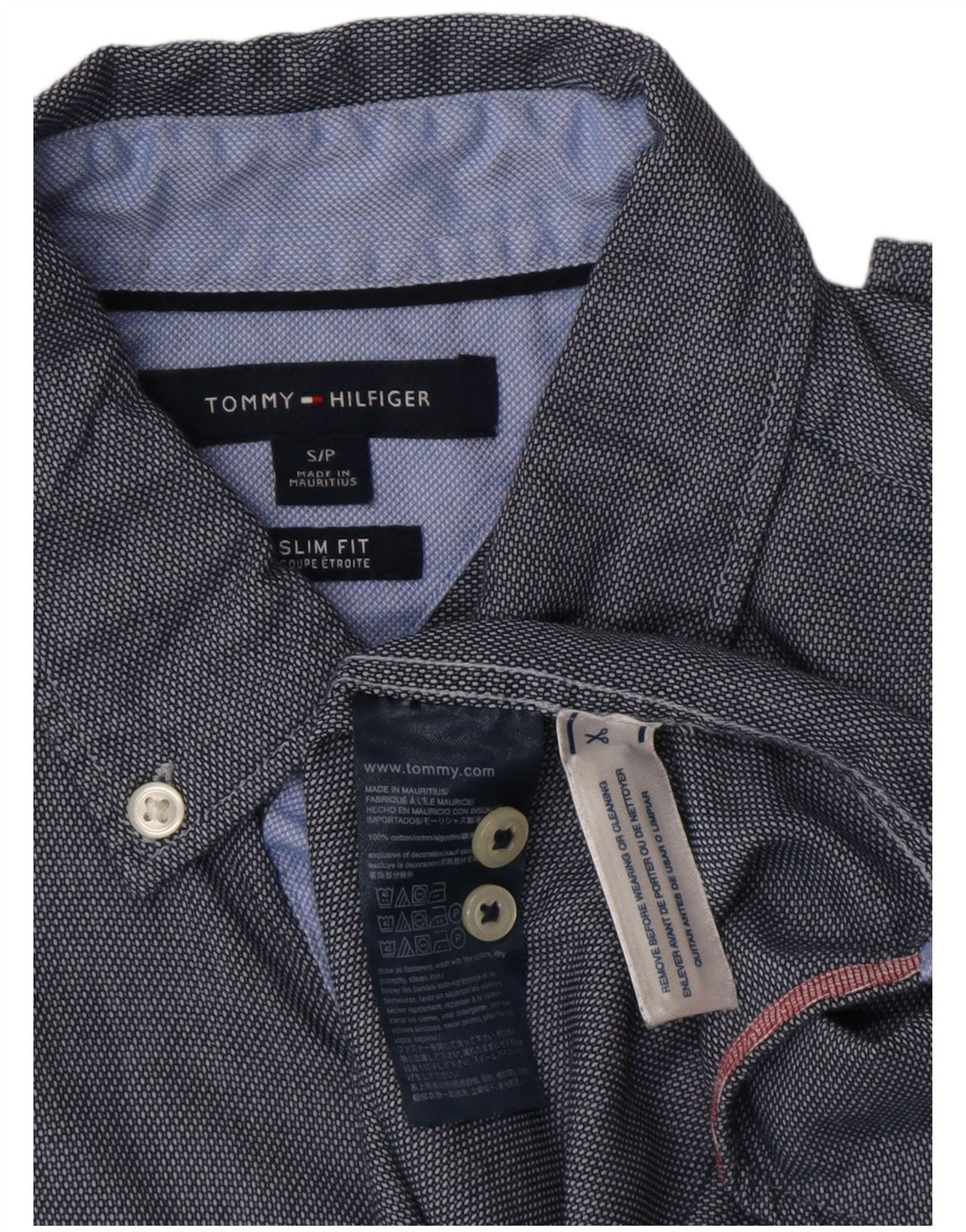 TOMMY HILFIGER Slim Fit skjorte til mænd, lille marineblå bomuld