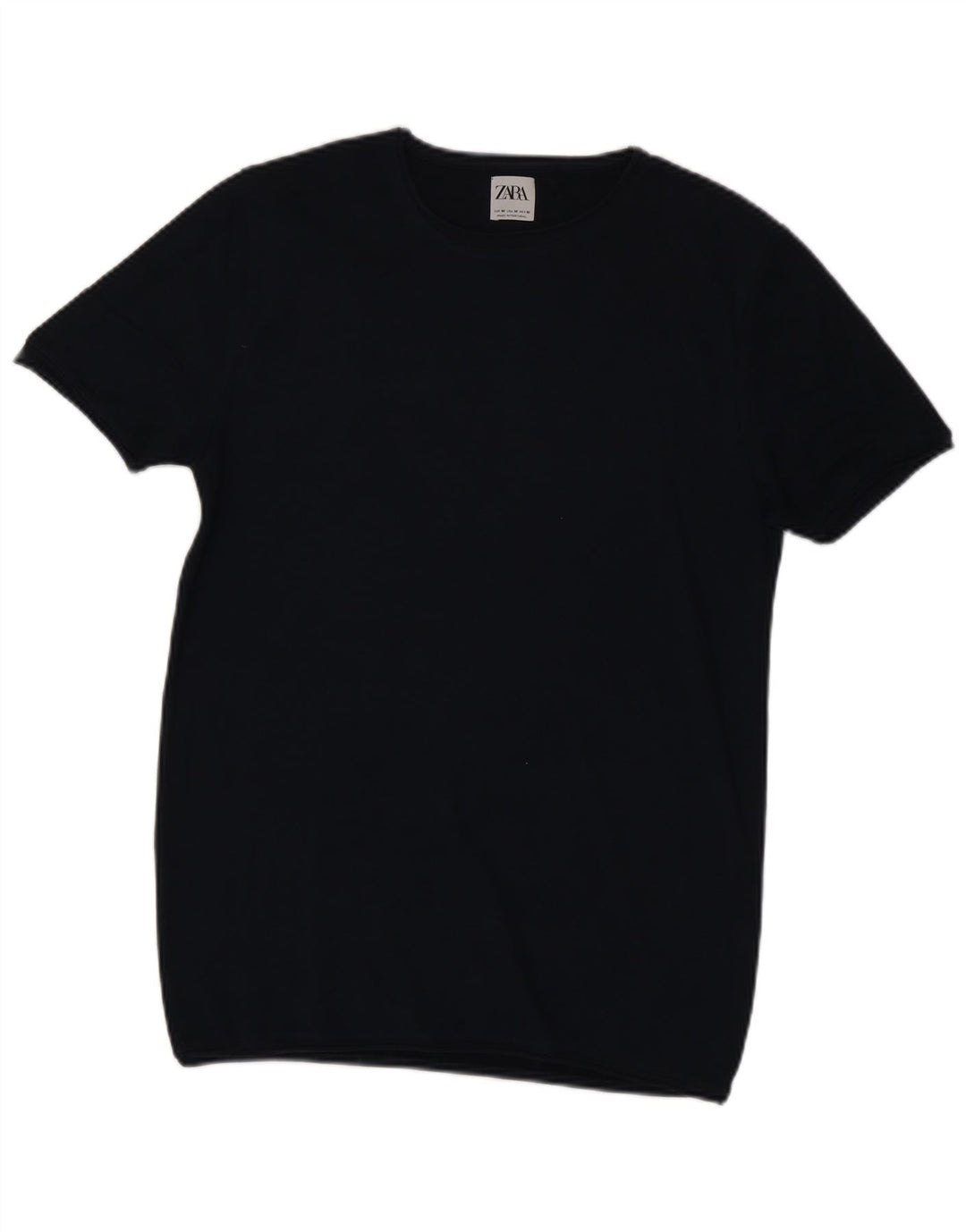 ZARA Womens T-Shirt Top UK 14 Medium Navy Blue Cotton
