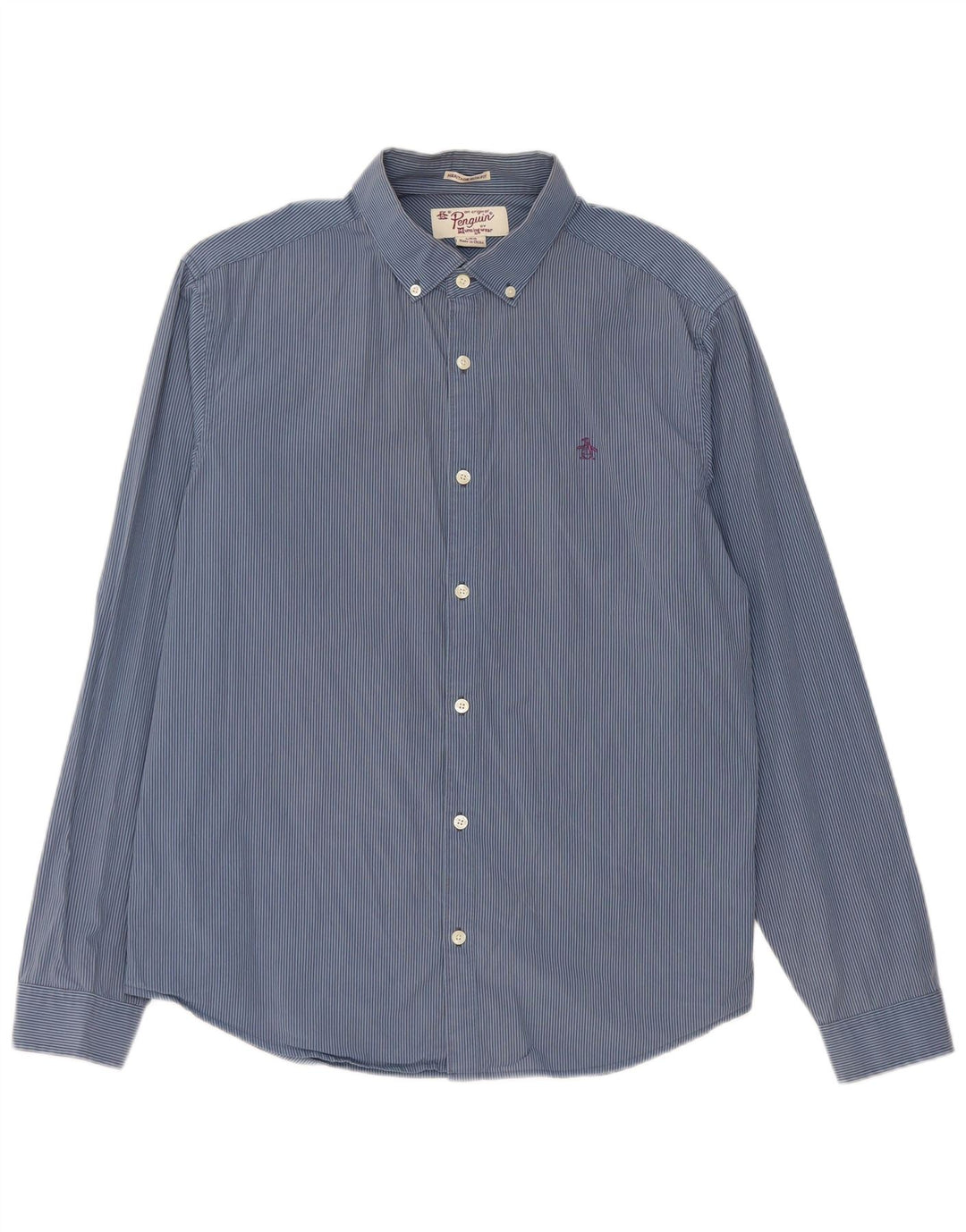 Penguin Heritage Slim Fit Skjorte Stor Blå Nålestribe