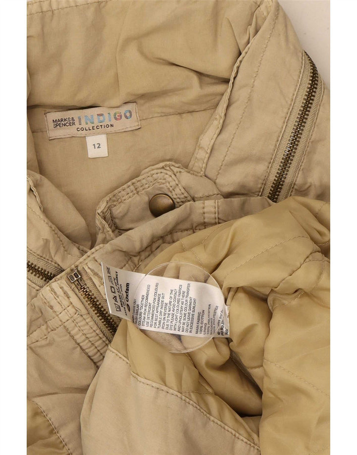 Marks & Spencer Dame Hooded Utility Jacket UK 12 Medium Beige Bomuld
