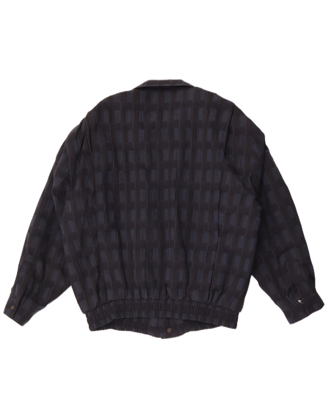 Trevira Herre Military Bomber Jacket UK 44 2XL Navy Blue Check Polyester