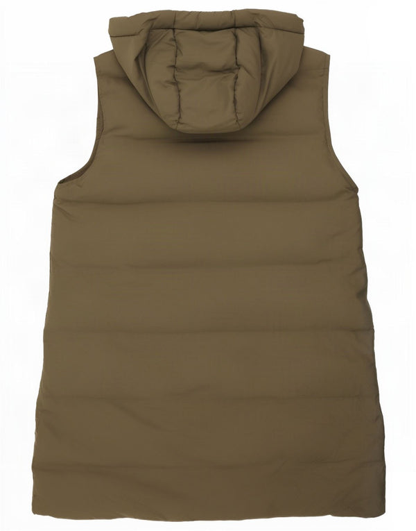 Zara Longline hættetrøje polstret Gilet UK 16 Large Khaki Polyester