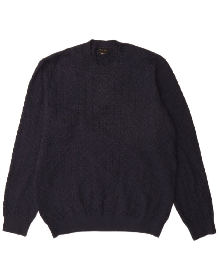 Massimo Dutti Herre Crew Neck Jumper Sweater XL Navy Blue Viscose