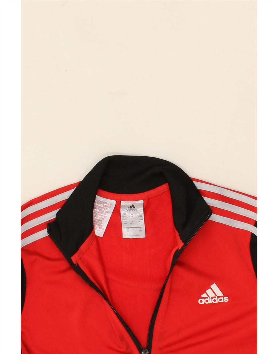 ADIDAS Boys Tracksuit Top Jacket 11-12 Years Red Colourblock Polyester Vintage Adidas and Second-Hand Adidas from Messina Hembry 