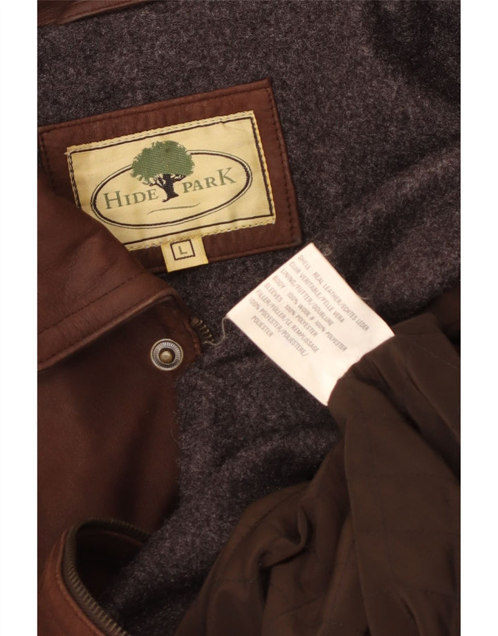 Hidepark Herre Læderjakke UK 40 Stor Brun Læder