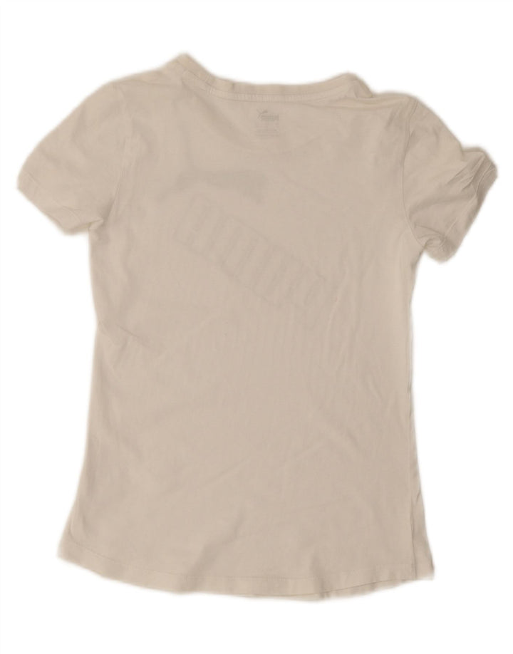 Puma Graphic T-Shirt Top UK 10 Small White