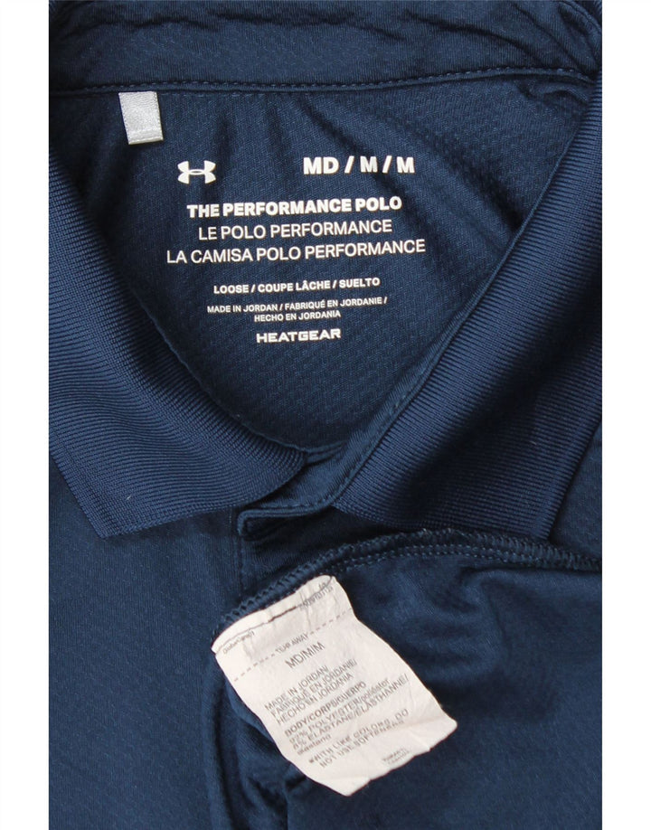 UNDER ARMOR Herre Heat Gear Polo Shirt Medium Navy Blue Polyester