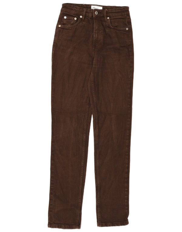 Zara Dame Slim Jeans EU 36 XS W26 L31 Brun Bomuld