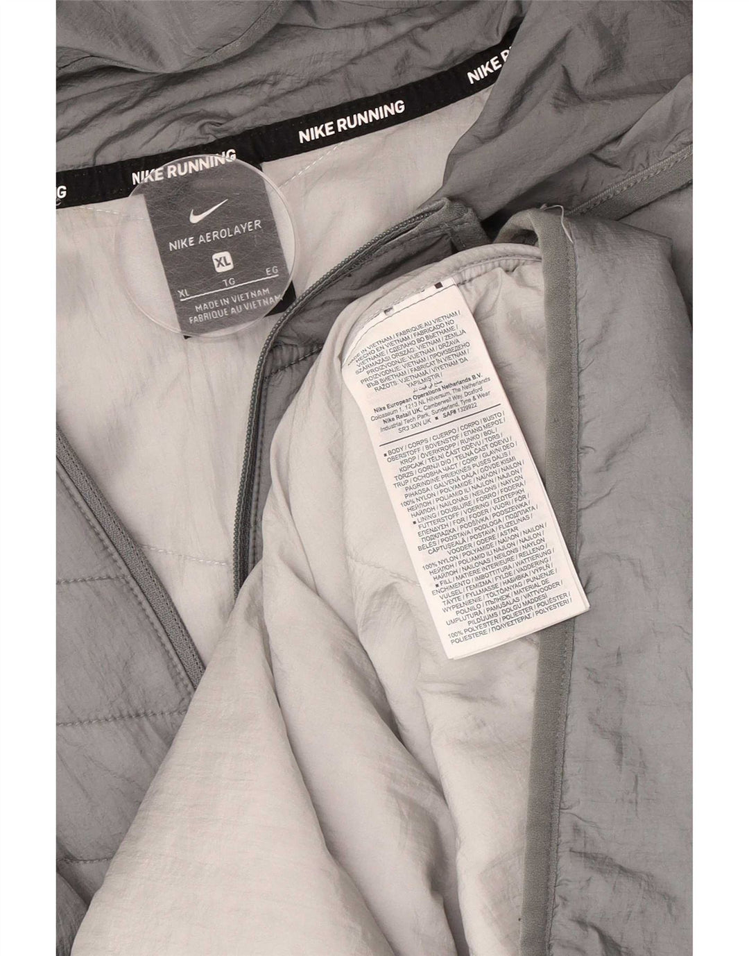 Nike Polstret hættejakke til mænd UK 42 XL Grå nylon
