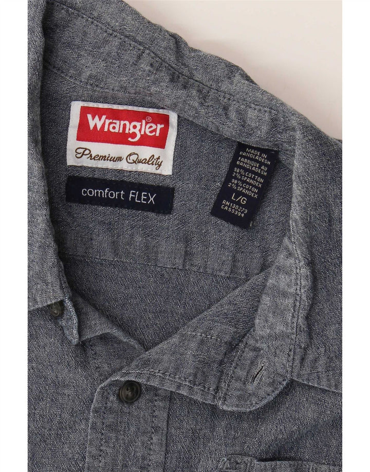 Wrangler Kortærmet Herreskjorte Stor Blå Bomuld