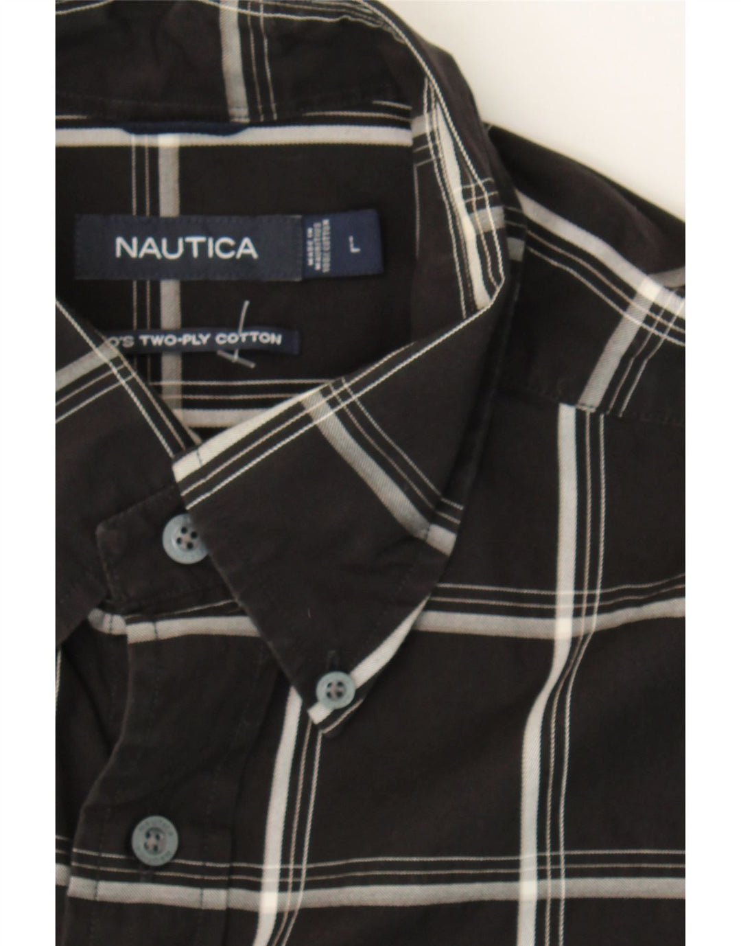 NAUTICA Mens Shirt Large Black Check Cotton Vintage Nautica and Second-Hand Nautica from Messina Hembry 