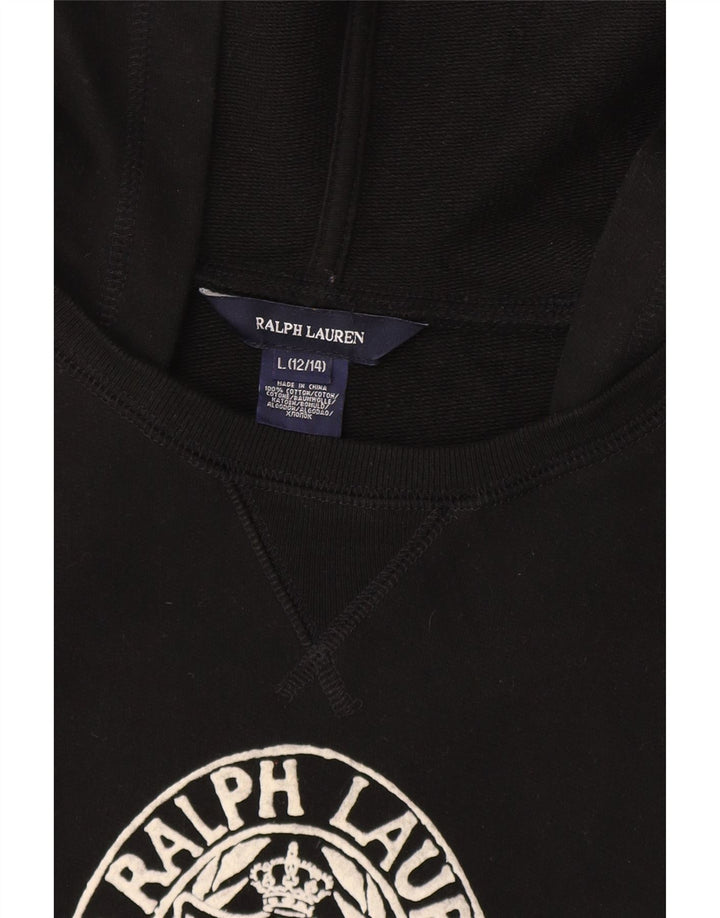 Ralph Lauren piger grafisk drop waist kjole 12-13 år stor sort bomuld