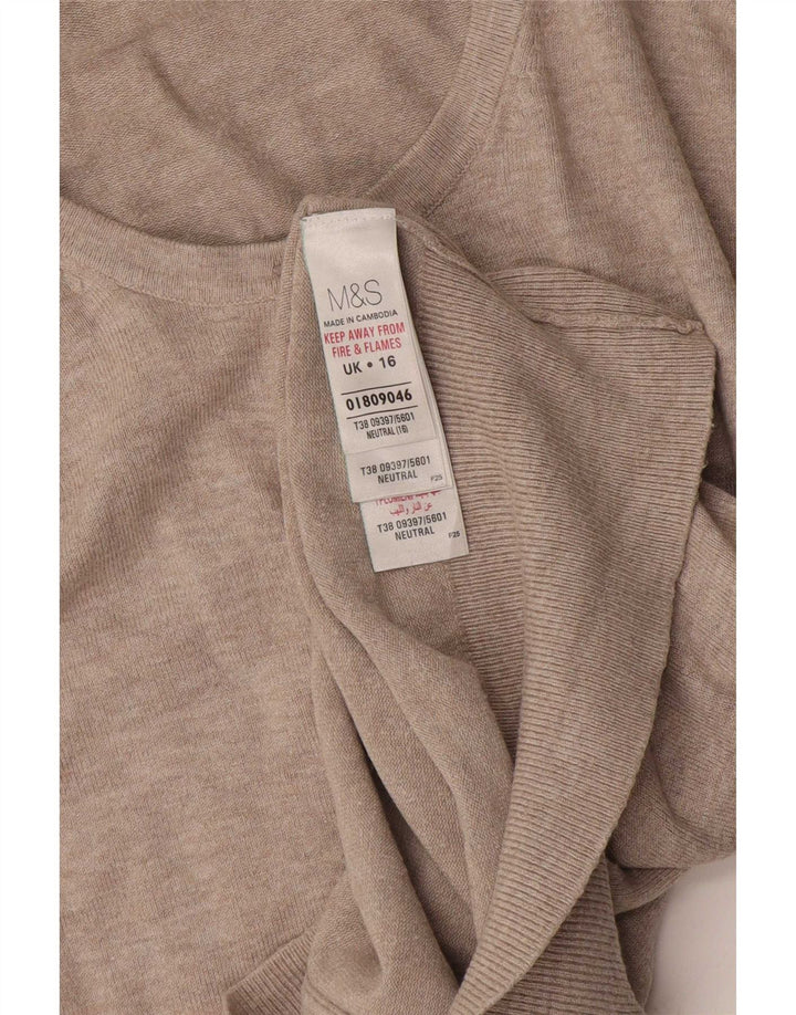 Marks & Spencer Dame Cardigan Sweater UK 16 Stor Beige Viscose