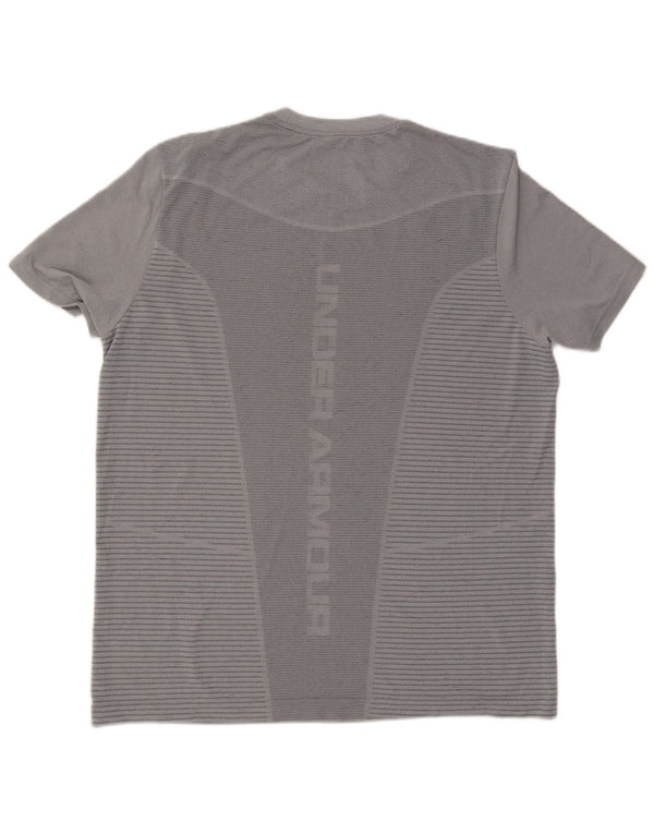 Under Armour Herre Heat Gear Grafisk T-Shirt Top XL Grå Nålestribet Polyester