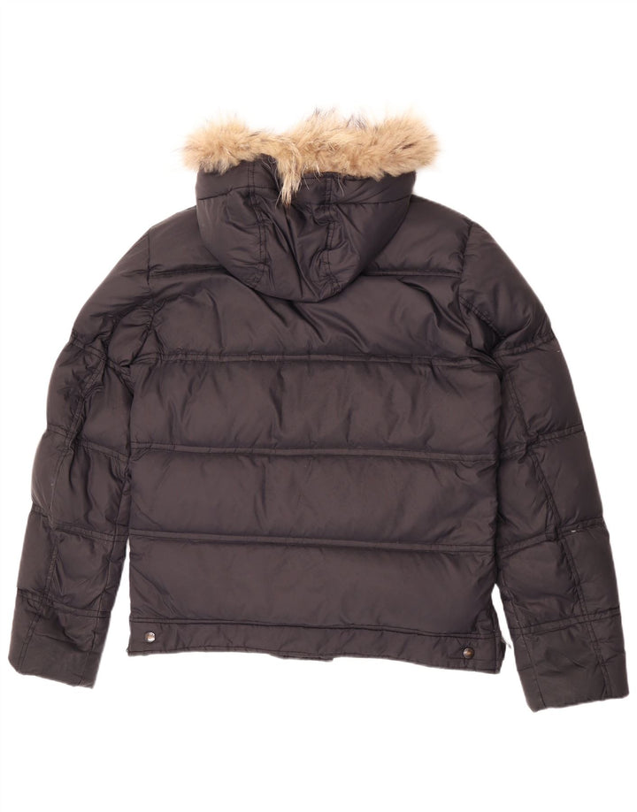 Blauer Herre Hooded Polstret Jakke UK 38 Medium Sort Nylon