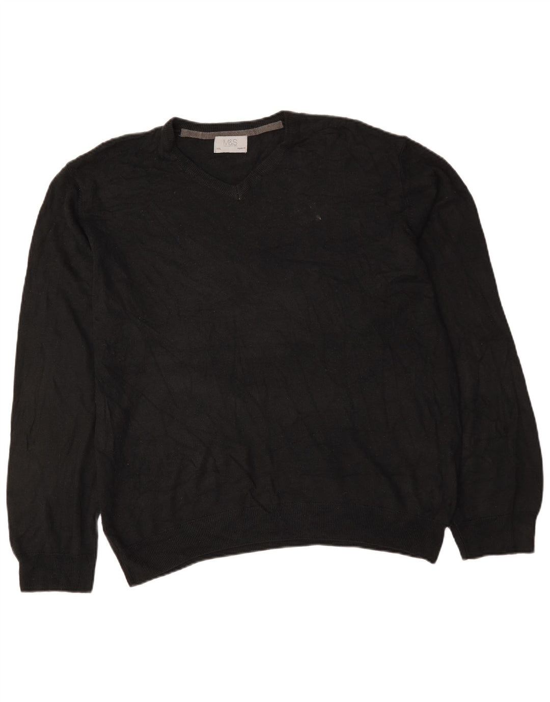 Marks & Spencer Herre Regular Fit V-hals sweater 2XL sort akryl