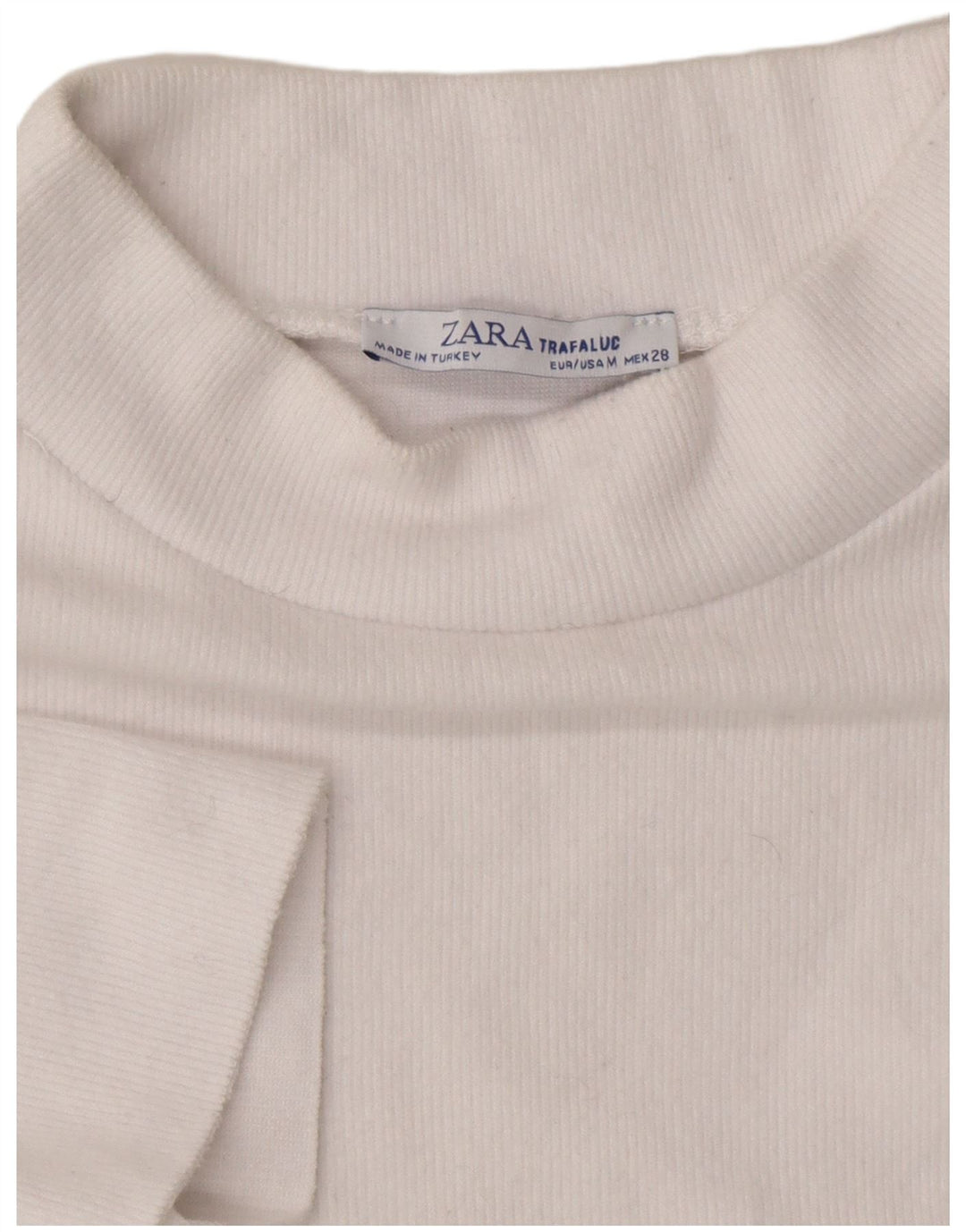 Zara Womens Crop Kortærmet Turtle Neck Jumper Sweater UK 12 Medium White