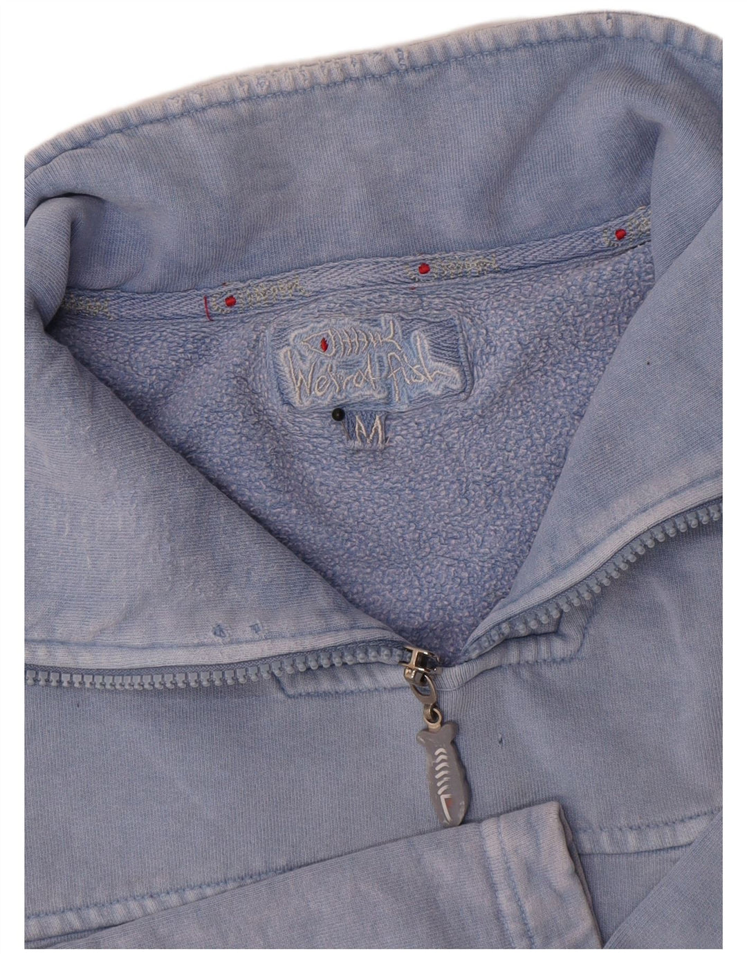 Weird Fish Herre Zip Neck Sweatshirt Jumper Medium Blue Bomuld