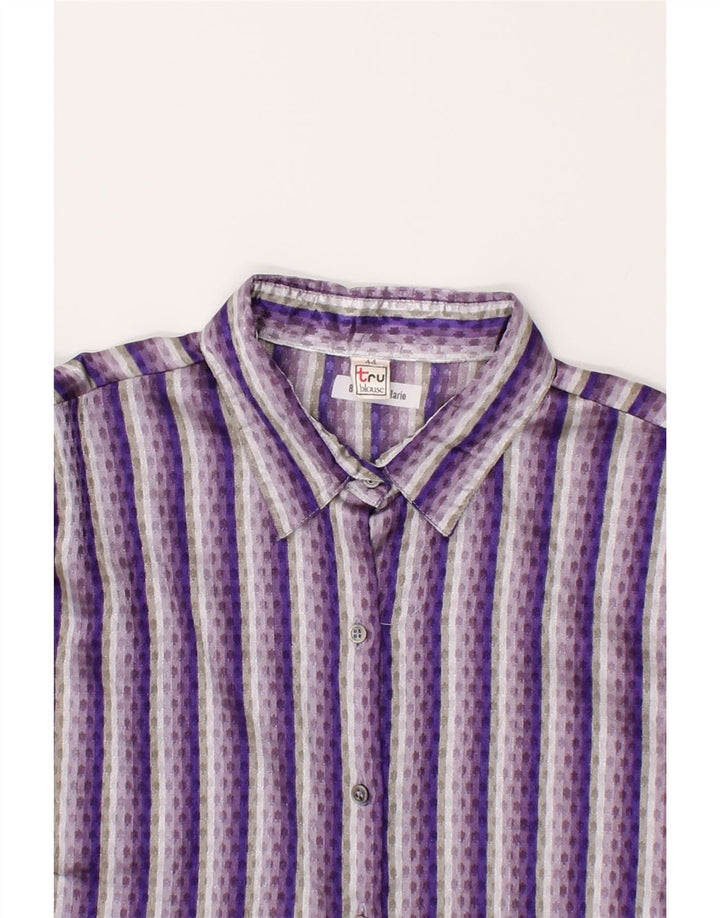 TRU Womens Shirt Blouse IT 44 Medium Purple Striped Polyester Vintage Tru and Second-Hand Tru from Messina Hembry 