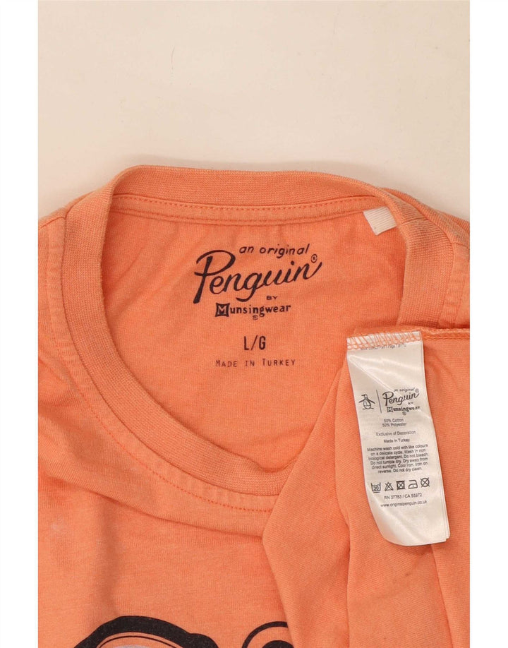 Penguin Herre Grafisk T-Shirt Top Stor Orange Bomuld