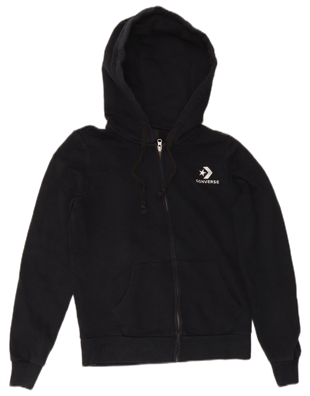 Converse hættetrøje til kvinder med lynlås UK 6 XS Sort bomuld