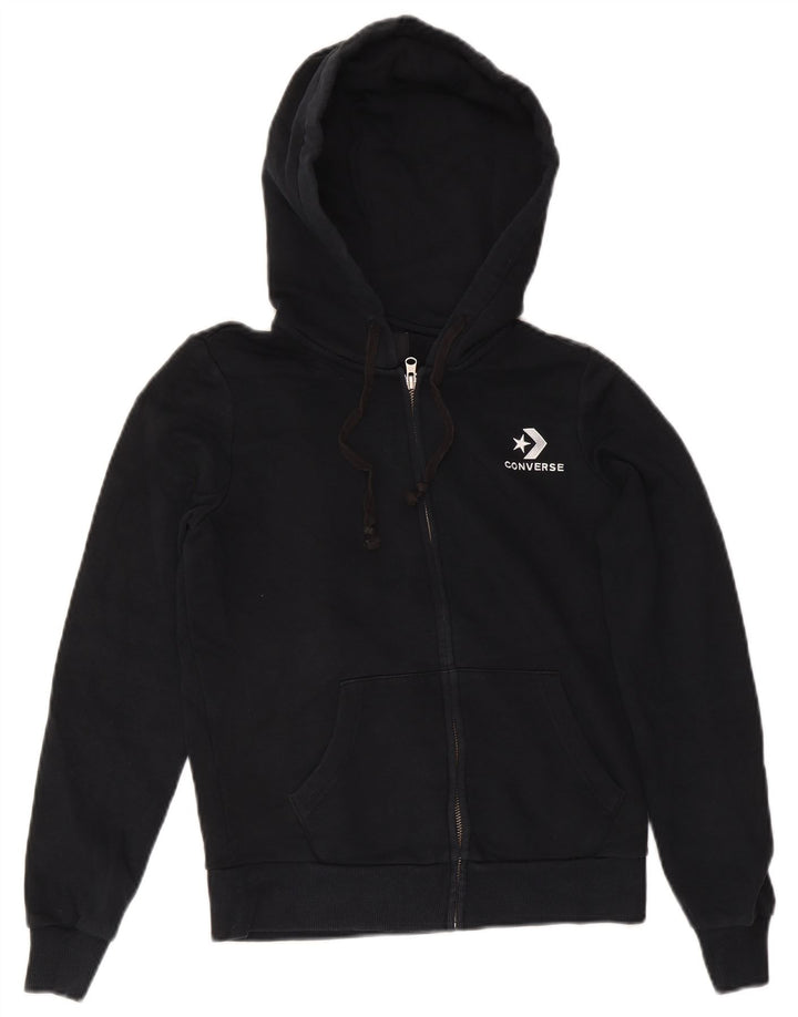 Converse hættetrøje til kvinder med lynlås UK 6 XS Sort bomuld